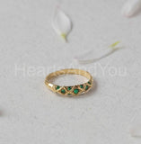 0.5ct Round Cut Simulated Emerald Dainty Wedding Band 14k Yellow Gold Plated
