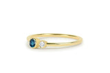 0.4ct Round Cut Blue Sapphire Two Stone Minimalist Ring 14k Yellow Gold Finish