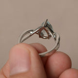 1ct Pear Blue Aquamarine Infinity Solitaire Engagement Ring 14k White Gold Over