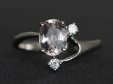 2ct Engagement Ring Oval Cut Peach Morganite Twig Floral 14k White Gold Finish