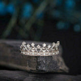 2.1ct Round Cut VVS1D Diamond Engagement Ring 14k White Gold Finish Crown Design