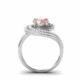 4.5ct Round Cut Peach Morganite Engagement Ring Dual Swirl 14k Rose Gold Finish