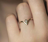 0.8ct Pear Cut VVS1D Diamond Wedding Band 14k Yellow Gold Finish Curved V Shaped