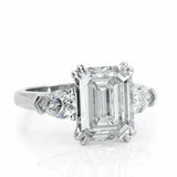 5Ct Emerald Cut DVVS1 Diamond Pear Accents Engagement Ring 14K White Gold Finish
