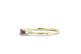 0.5ct Baguette Cut Purple Amethyst Petite Minimalist Ring 14k Yellow Gold Finish