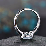 1.5Ct Oval Cut Blue Aquamarine East West Engagement Ring 14K White Gold Finish