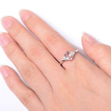 2ct Oval Cut Morganite Petite Round Accents Solitaire Ring 14k White Gold Finish