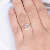 1.6ct Round Cut Diamond Engagement Ring Curved Bridal Set 14k Rose Gold Finish