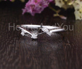 0.1ct Round Cut Moissanite Curved Leaf Women Wedding Band 14k White Gold Plated