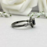 1.5ct Engagement Ring Round Cut Black Diamond Halo Vintage 14k Black Gold Finish