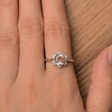 1.9ct Round Cut Peach Morganite Sunflower Engagement Ring 14k White Gold Finish