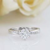 1.6ct Round Cut VVS1D Diamond Ring Solitaire with Accents 14k White Gold Finish