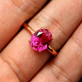 2ct Oval Cut Pink Ruby Engagement Ring 4 Prong Solitaire Women 14k RoseGold Over