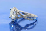2.6ct Oval Cut Diamond Engagement Ring Twisted Split Band 14k White Gold Finish