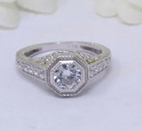 2Ct Round Cut VVS1 Diamond Vintage Antique Engagement Ring 14K White Gold Finish