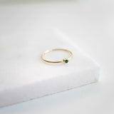 0.2ct Engagement Ring Round Cut Green Emerald Solitaire 14k Yellow Gold Finish