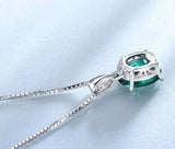 2ct Green Emerald Pendant Oval Cut Solitaire 14k White Gold Finish NO CHAIN