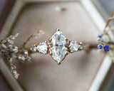 Five Stone Engagement Ring 1.7ct Marquise Cut VVS1D Diamond 14k Rose Gold Finish