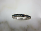 1ct Princess Blue Sapphire Channel Set Eternity Wedding Band 14k White Gold Over