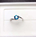 0.4ct Engagement Ring Round Cut London Blue Topaz Solitaire 14k White Gold Over