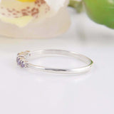 1.2ct Round Cut Purple Amethyst Engagement Ring Five Stone 14k White Gold Finish