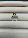 1.2ct Engagement Ring Pear Cut Blue Sapphire Diamond Accent 14k WhiteGold Finish