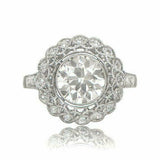 2.7ct Round Cut Diamond Engagement Ring 14k White Gold Finish Milgrain Art Deco