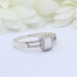 1.7ct Baguette Cut Diamond Engagement Ring Split Shank Halo 14k WhiteGold Finish