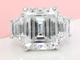 2.4ct Emerald Simulated Diamond Three Stone Engagement Ring 14k WhiteGold Plated