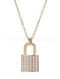 1ct Round Cut Moissanite Cluster Lock Pendant 14k Rose Gold Plated NO CHAIN