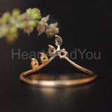 0.2ct Round Cut Moissanite Chevron Leaf Vine Stacking Ring 14K YellowGold Plated