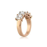 4Ct Emerald Cut VVS1/D Diamond Five Stone Engagement Ring 14K Rose Gold Finish