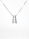 0.2ct Round Cut Moissanite 3 Dancing Stone Pendant 14k WhiteGold Plated NO CHAIN
